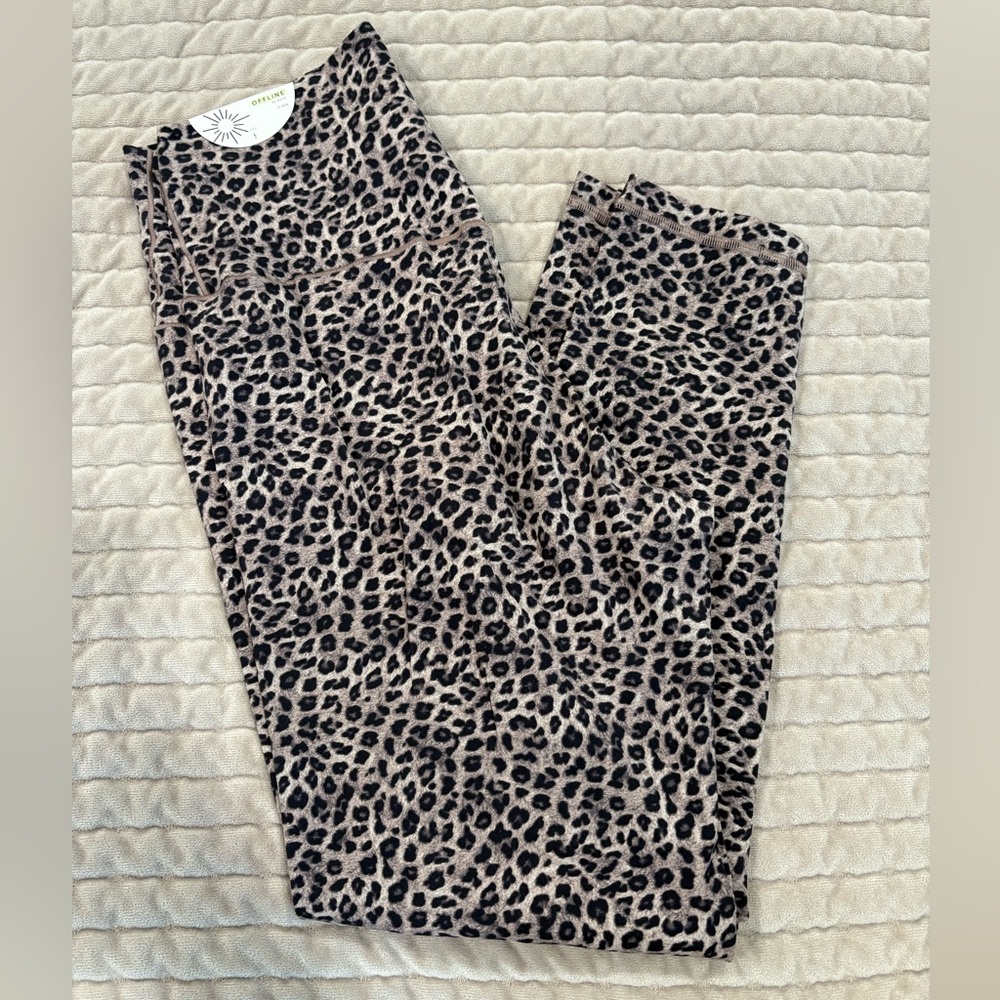 Aerie Animal Print Leggings - Black and Tan